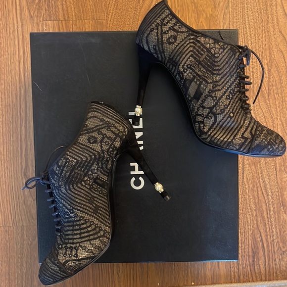 CHANEL LACE UP MESH BOOTIE - Picture 2 of 5